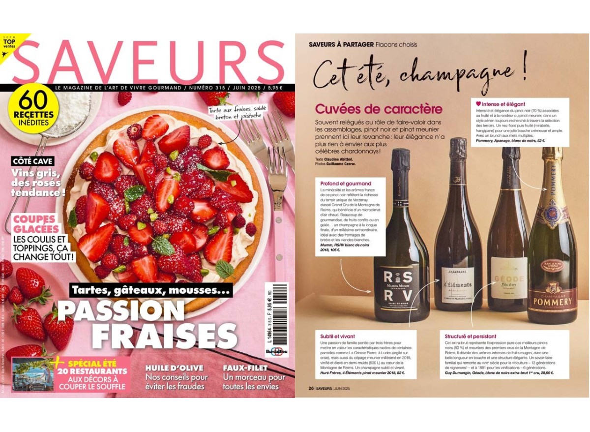Champagne Guy Dumangin à l’honneur dans le magazine Saveurs